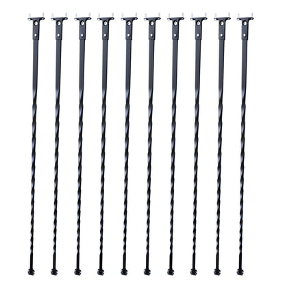 Staircase Metal Balusters, 44'' x 1/2" Galvanized Steel Decorative Banister Spindles, 10 Pack Deck Baluster with Hollow Twists, Satin Black Spiral Stair Railing with Shoes & Screws