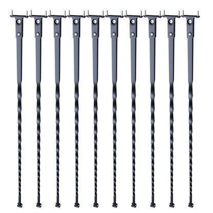 Staircase Metal Balusters, 44'' x 1/2" Galvanized Steel Decorative Banister Spindles, 10 Pack Deck Baluster with Hollow Twists, Satin Black Spiral Stair Railing with Shoes & Screws