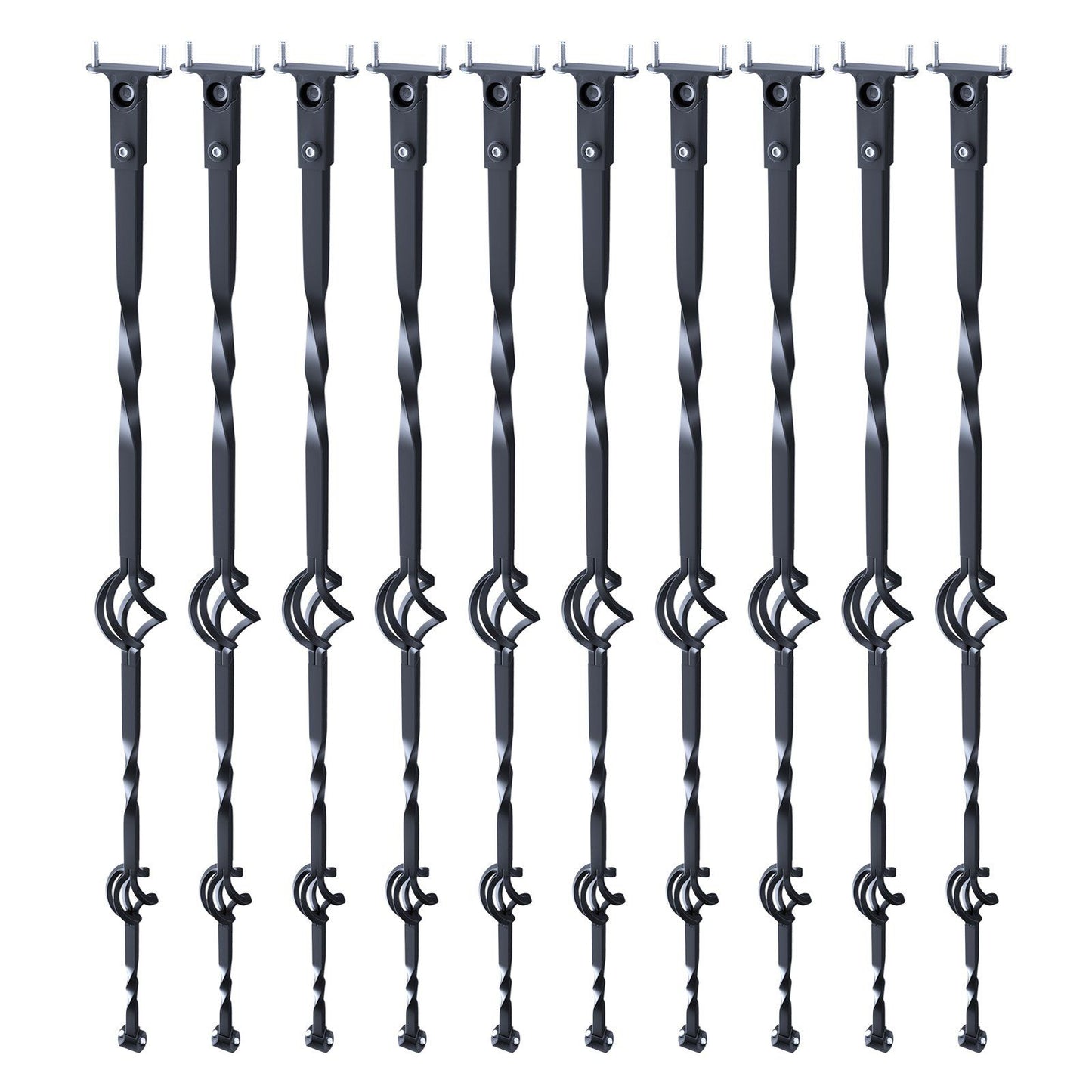 Staircase Metal Balusters, 44'' x 1/2" Galvanized Steel Decorative Banister Spindles, 10 Pack Deck Baluster with Hollow Double Baskets, Spiral Stair Railing with Shoes & Screws