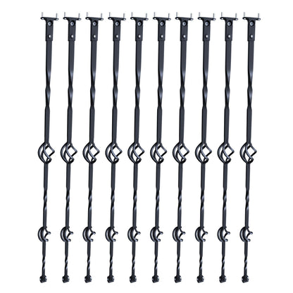 Staircase Metal Balusters, 44'' x 1/2" Galvanized Steel Decorative Banister Spindles, 10 Pack Deck Baluster with Hollow Double Baskets, Spiral Stair Railing with Shoes & Screws