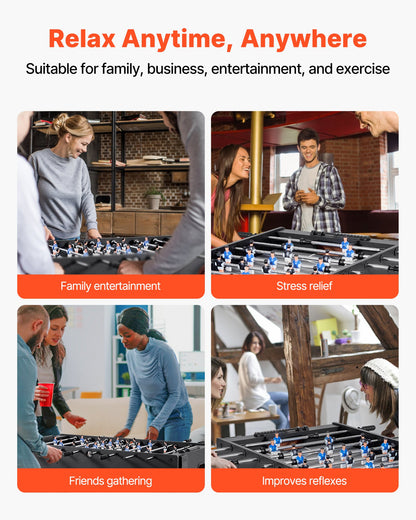 VEVOR Foosball Table, 121 cm Standard Size Table, Indoor Full Size Foosball Tables for Home, Family, and Game Room, Durable Soccer Set, Includes 2 Balls, Score Keeper, and 2 Cup Holders