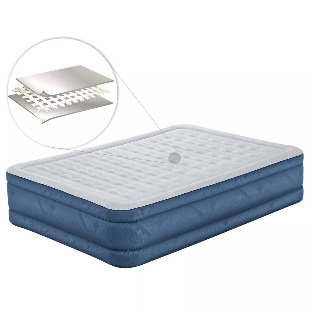 Bestway 2.03m x 1.52m x 46cm Fortech Snugable Top Air Inflatable Mattress Queen Built-in AC Pump