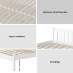 Artiss Bed Frame Double Size Wooden White SOFIE