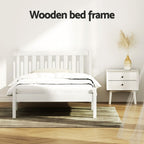Artiss Bed Frame King Single Size Wooden White SOFIE