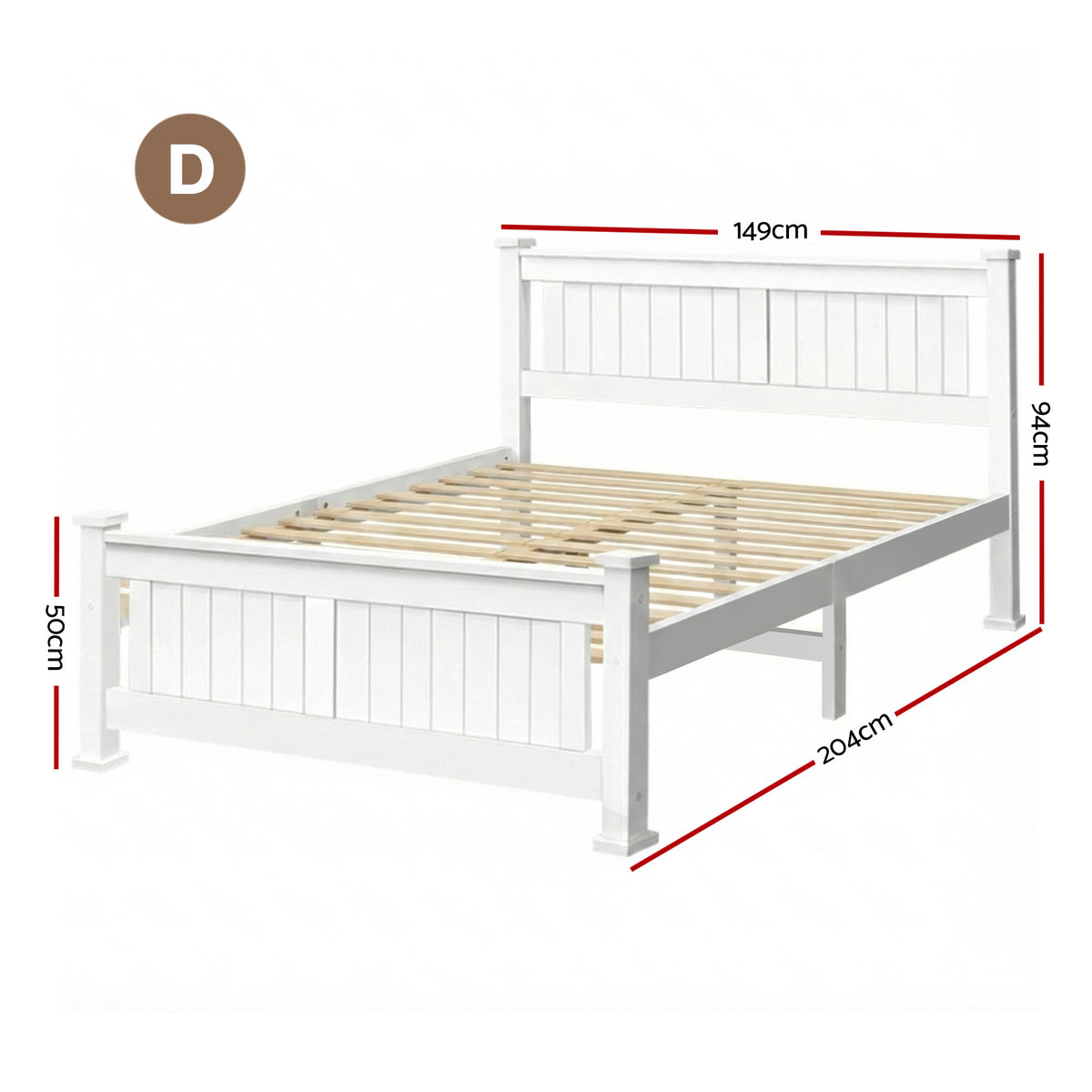Artiss Bed Frame Double Size Wooden White RIO