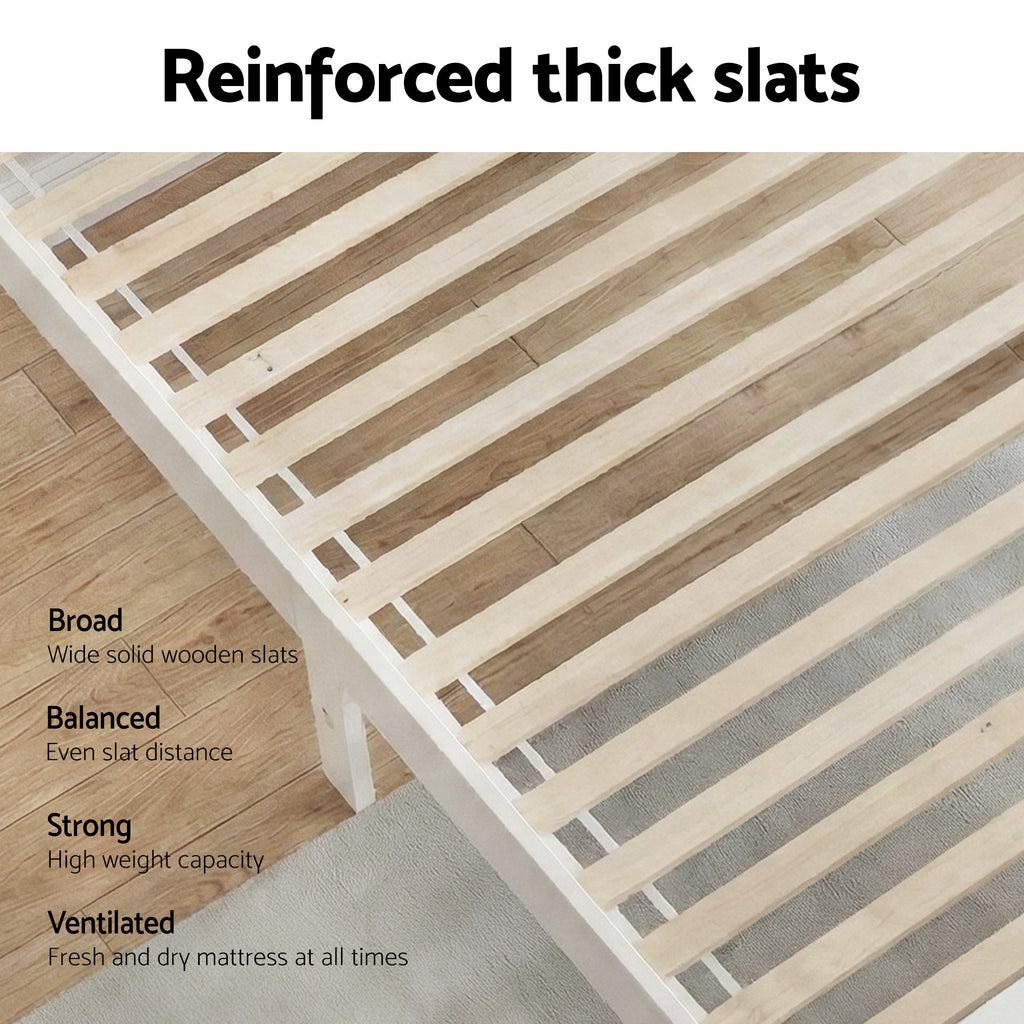 Artiss Bed Frame Double Size Wooden White RIO