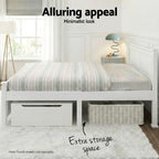 Artiss Bed Frame Double Size Wooden White RIO