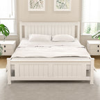 Artiss Bed Frame Queen Size Wooden Platform with 2 Storage Drawers White RIO