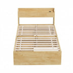 Artiss King Single Bed Frame with 2 Drawers Platform Bed with Headboard Bed Base with USB Ports Natural