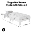 Artiss Bed Frame Single Size Wooden White JADE