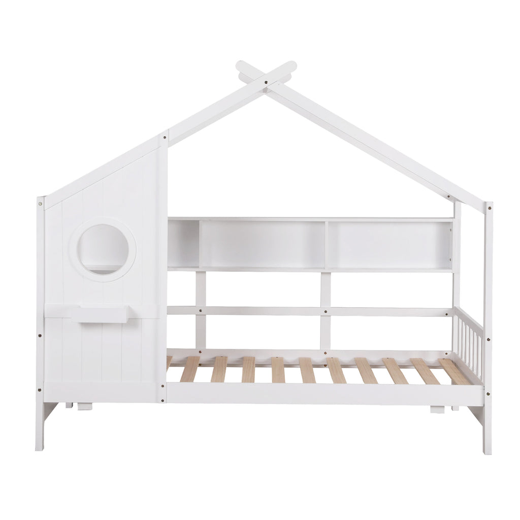 Artiss Kids Single Bed Frame House Bed Solid Wood Montessori Bed for Toddler White