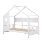 Artiss Kids Single Bed Frame House Bed Solid Wood Montessori Bed for Toddler White