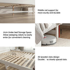 Artiss Double Wooden Bed Frame with 2 Drawer Platform Bed with 108cm Solid High Headboard White Bed Base for Bedroom Easy Assembly