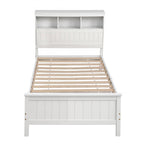 Artiss Single Bed Frame with Storage Headboard and Footboard Wooden Bed Base White