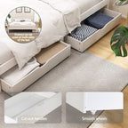 Artiss Bed Frame Queen Size Wooden Platform with 2 Storage Drawers White