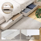 Artiss Bed Frame Single Size Wooden Platform with 2 Storage Drawers White SOFIE