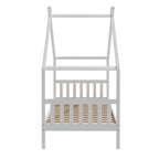 Artiss Bed Frame Wooden Base Kids Single Timber House Beds White