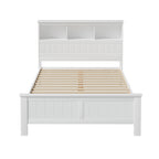 Artiss Bed Frame Double Size Wooden with 3 Shelves Bed Head White