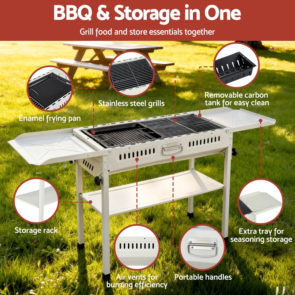 Grillz Portable BBQ Grill w/ Stainless Steel Racks & Pans for Outdoor