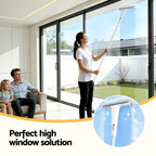 Giantz Window Cleaner Mirror Car, Spray Scrub Squeegee 136cm Extendable Long Handle with Water Tank 3 Microfiber Pads, Glass Scrubber for High Windows Home Car Mirror, White